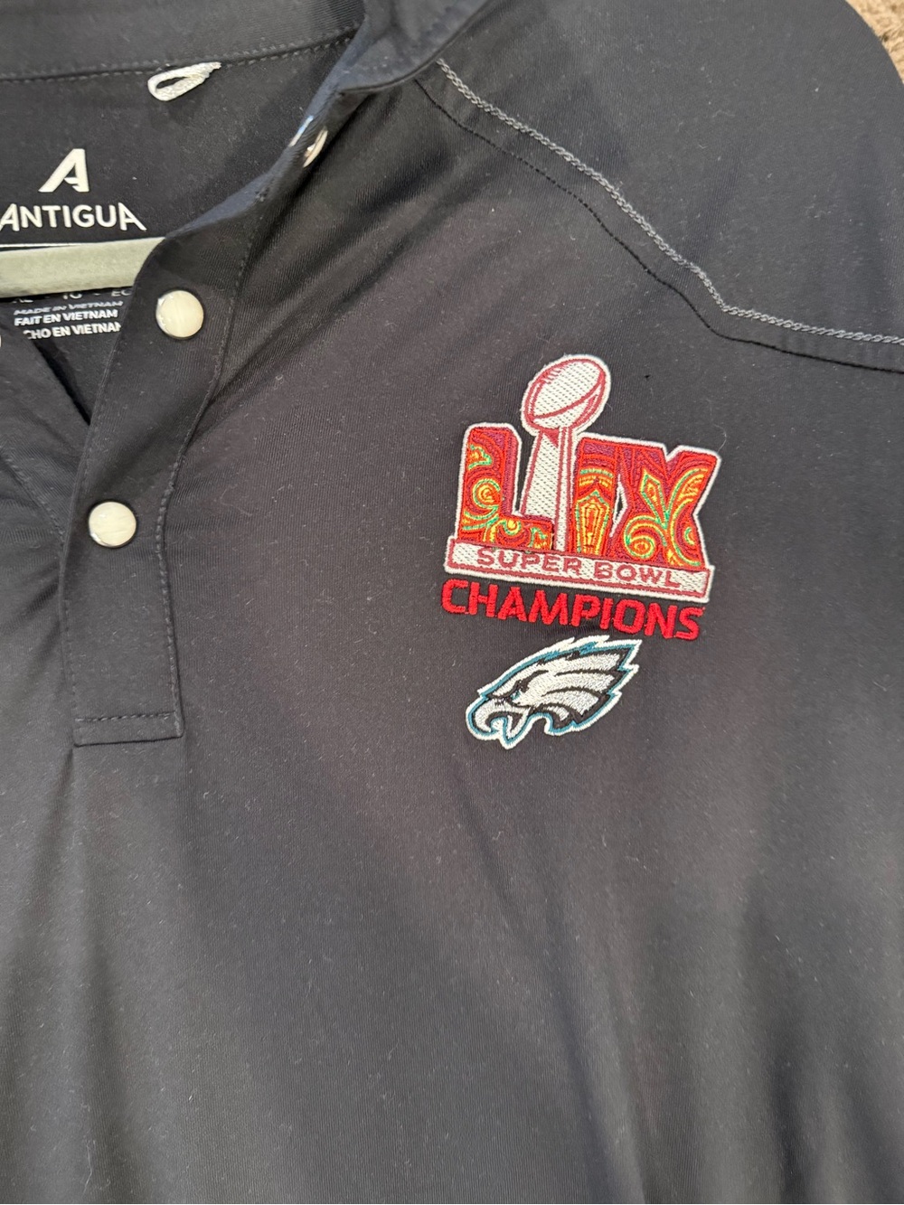 Philadelphia Eagles Black Polo with Colorful Super Bowl Champions Embroidered